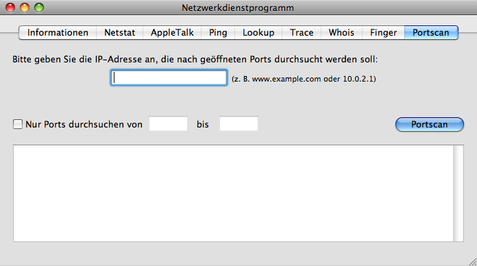 Screenshot Netzwerkdienstprogramme